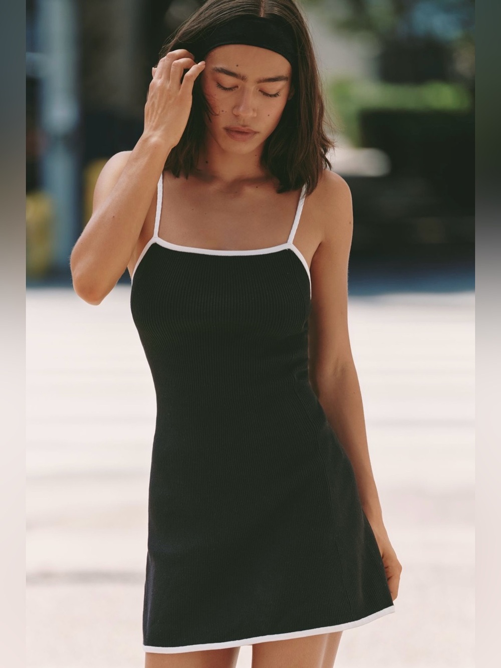 Daily Practice by Anthropologie NWT Square-Neck Ribbed Mini Dress | XL